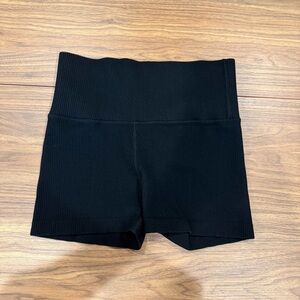 High-Waist Black Ribbed Women’s Shorts